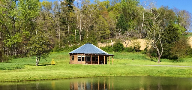 Pond View - our luxury cabins are modern day interpretations of Mongolian yurts