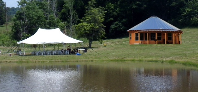 Double peaked tent at Pondview Cabin - perfect for small wedding, reunion or retirement party