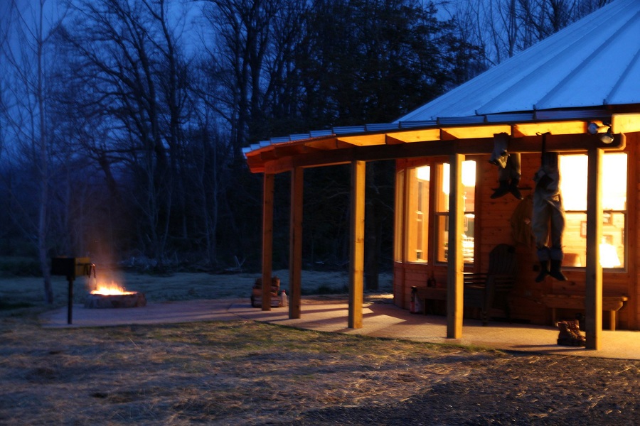 Relaxing at the Pond View Cabin after a long day on the water