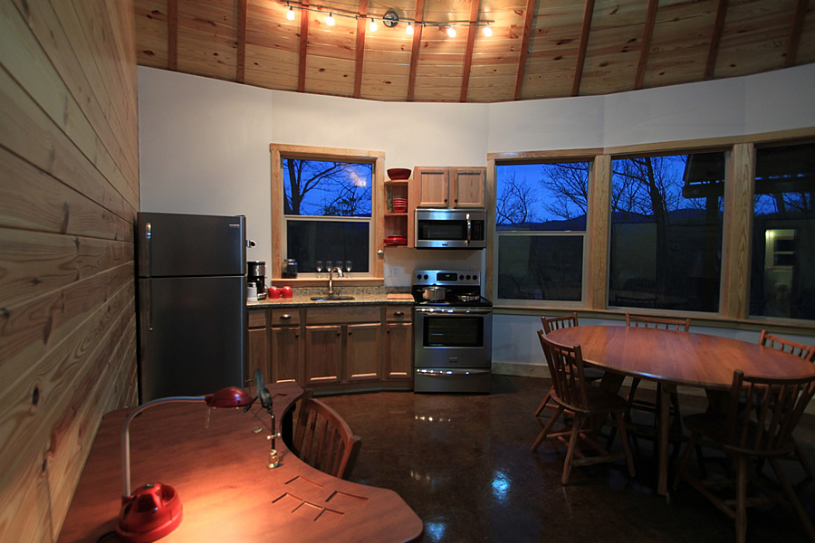 Full kitchen with china, glass and cookware - and even a fly tying table