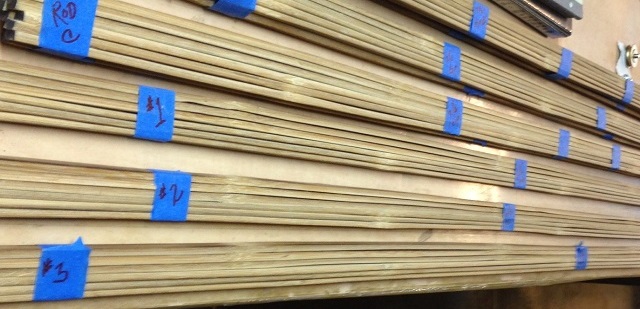 Split bamboo strips kept carefully ordered for several rods